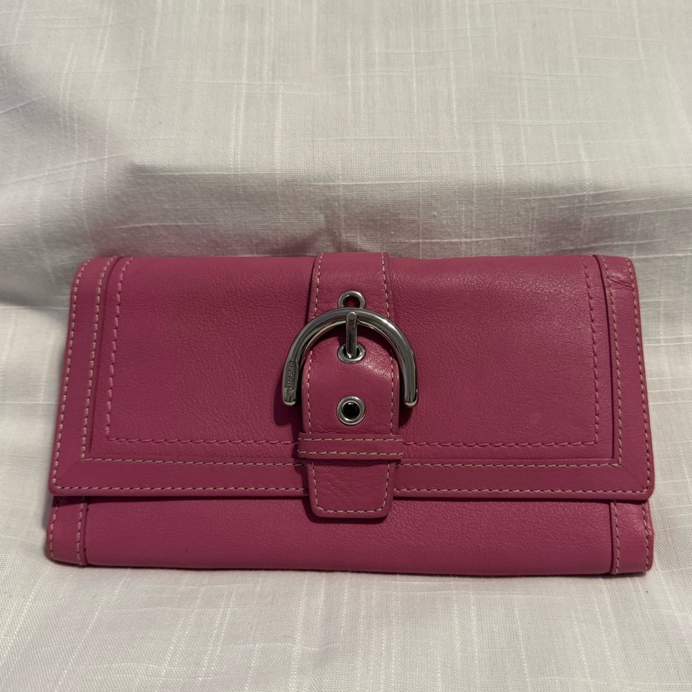 Coach Hamptons Framed “Ladies” Club 9734 Kiss Lock Orchid Pink Leather Purses - Picture 17 of 17